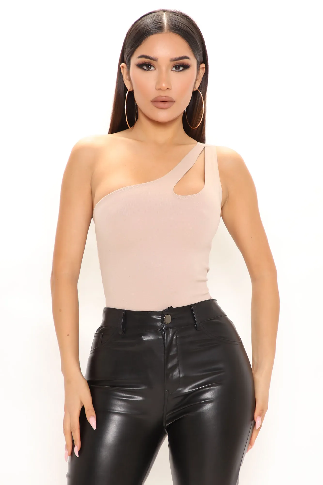 At Your Best One Shoulder Bodysuit - Mocha