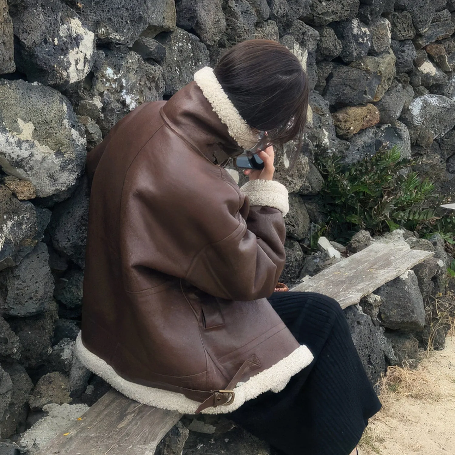 Auburn Bomber Genuine Sheepskin Shearling Jacket