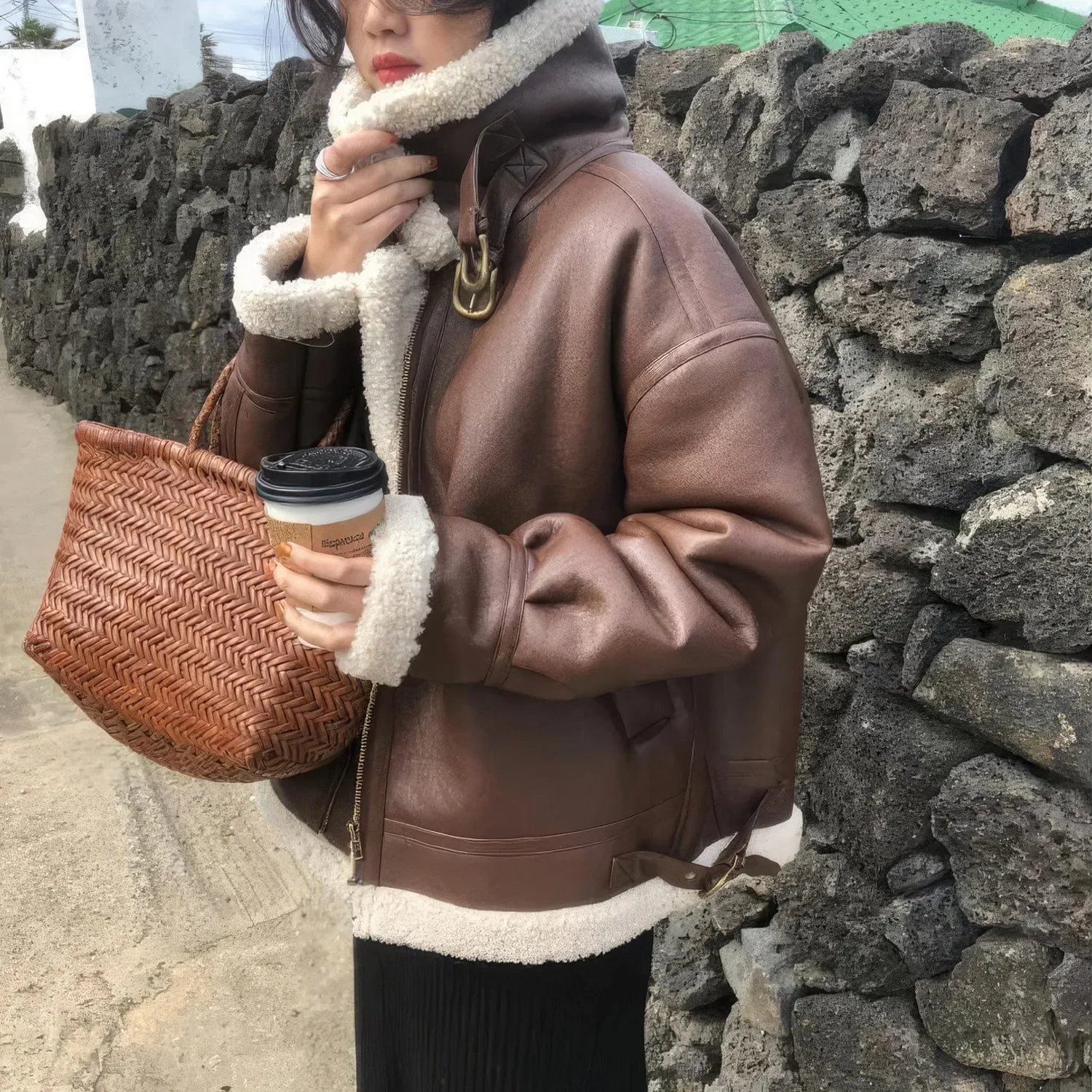Auburn Bomber Genuine Sheepskin Shearling Jacket