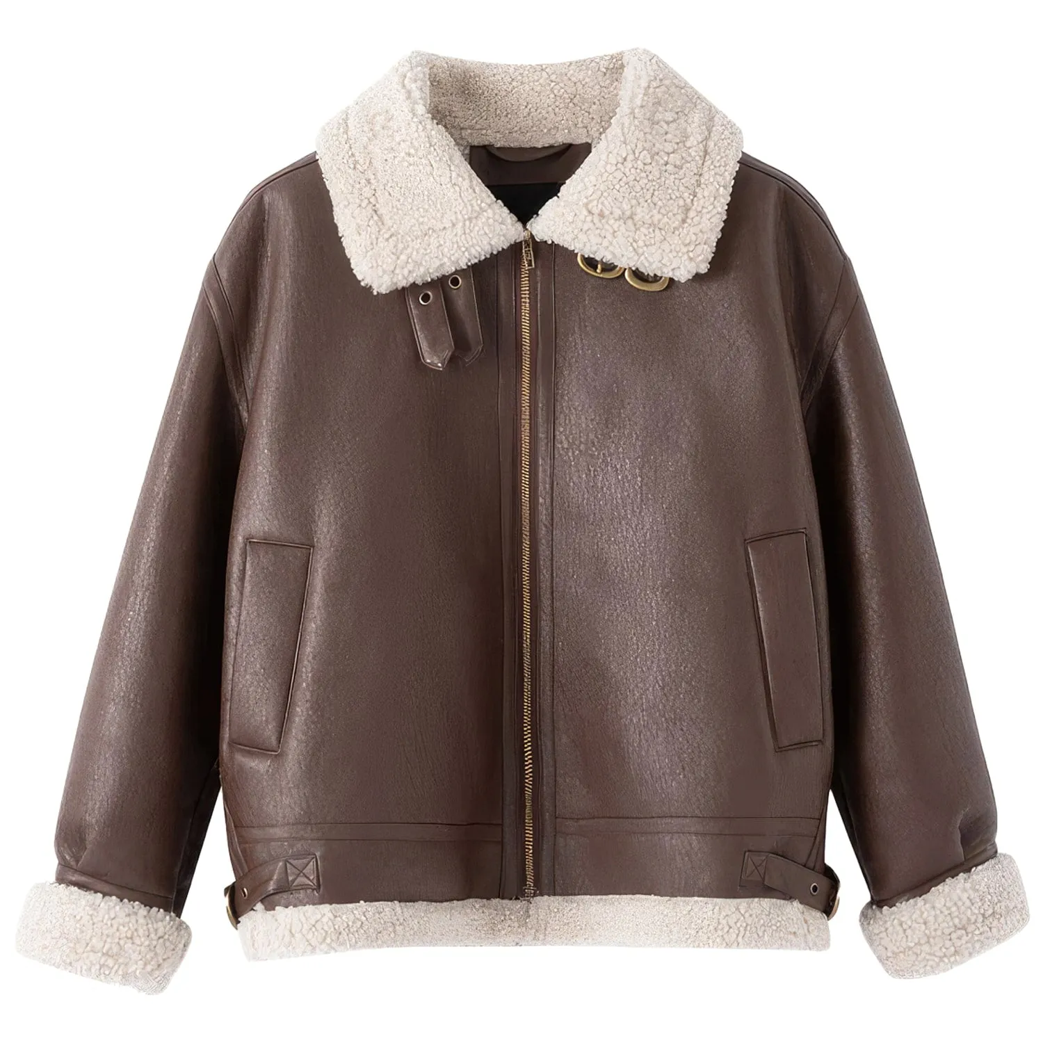 Auburn Bomber Genuine Sheepskin Shearling Jacket