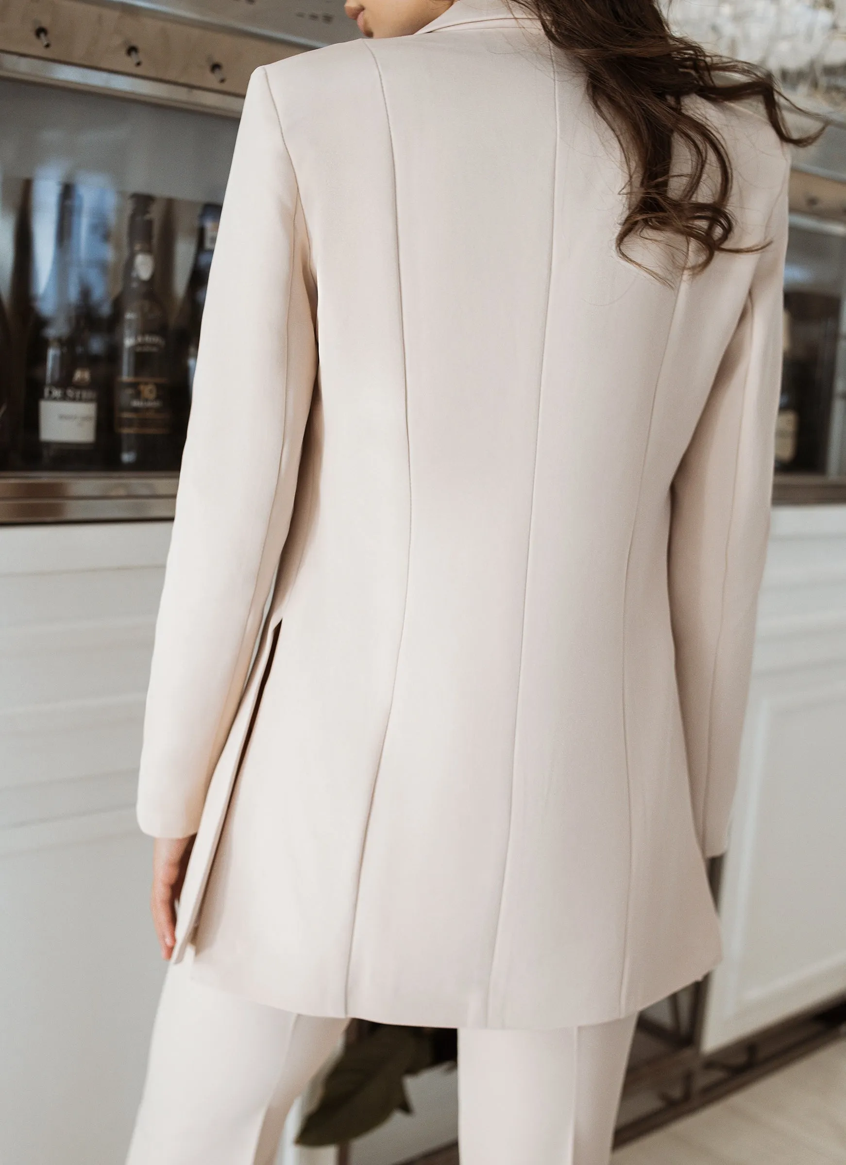 Beige Shawl Lapel Suit 2-Piece