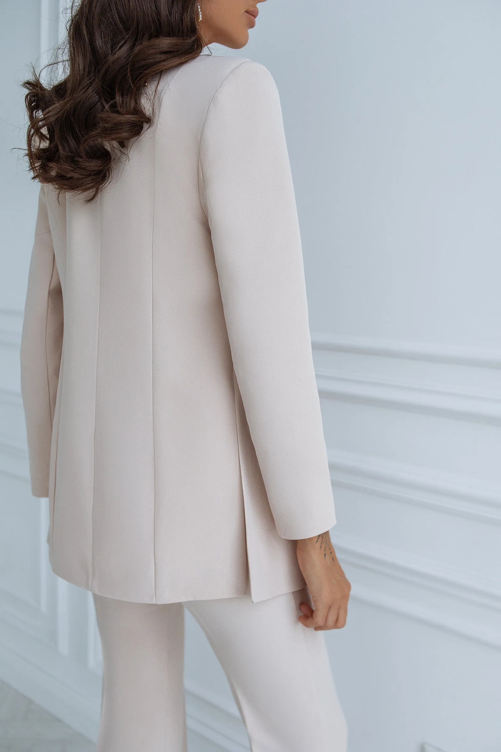 Beige Shawl Lapel Suit 2-Piece