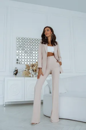 Beige Shawl Lapel Suit 2-Piece