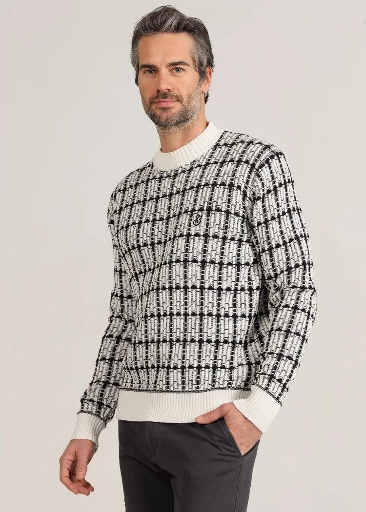 Bendorff mock-neck pullover sweater white/black