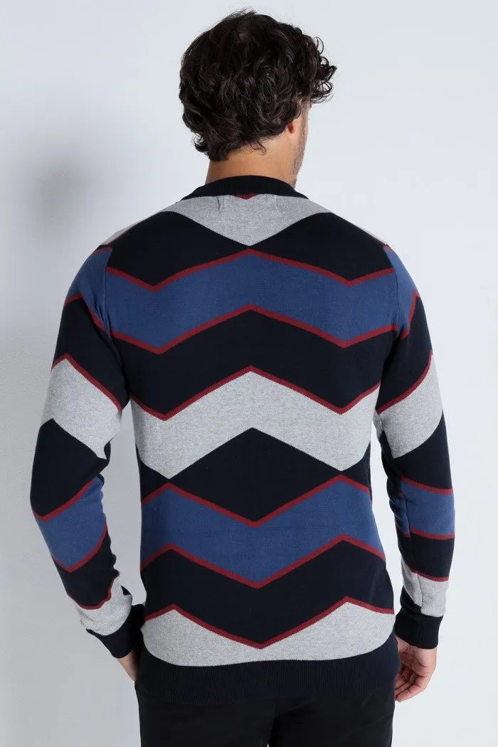 Bendorff perkins-collar pullover sweater zig zag