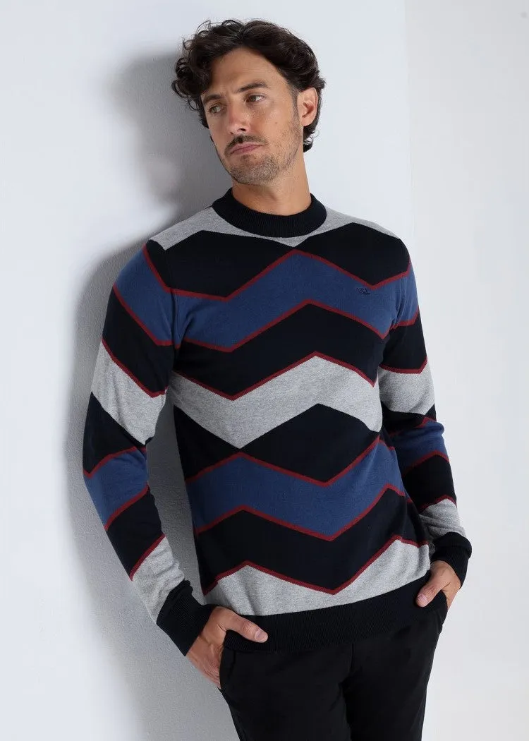 Bendorff perkins-collar pullover sweater zig zag