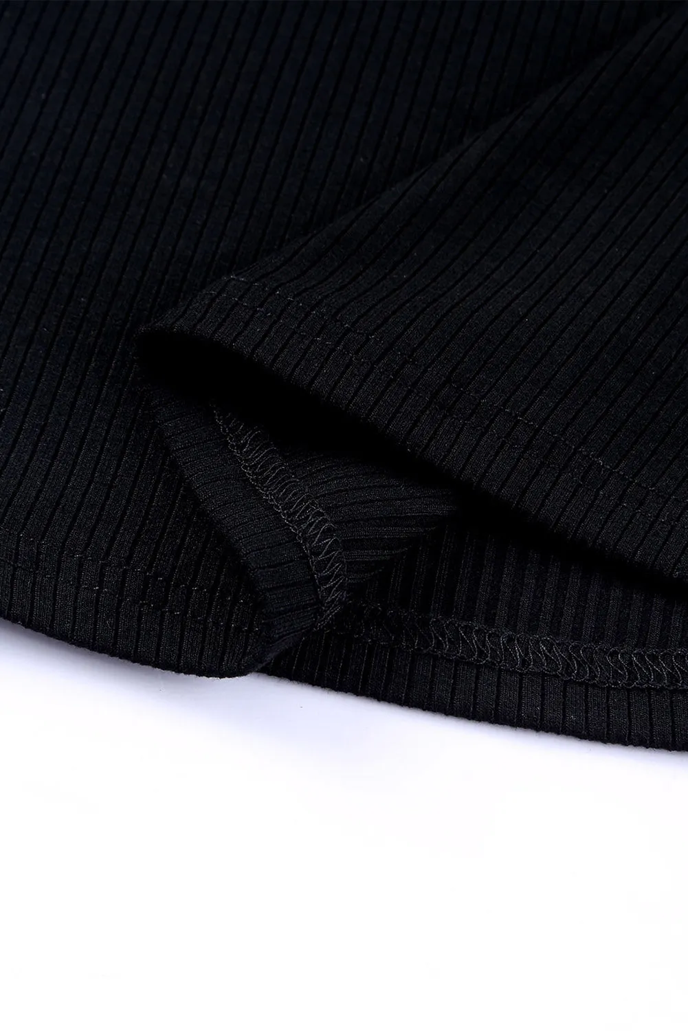 Black Polka Dot Mesh Ruffle Sleeve Knit Top
