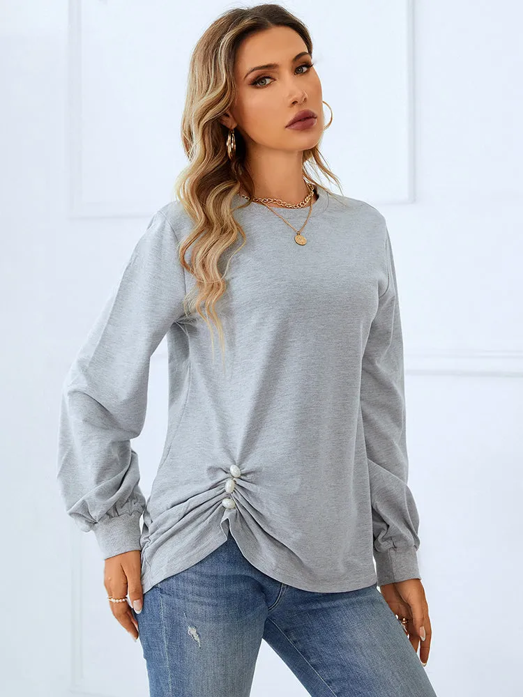 Boat House Grey Cropped Pullover Sweatshirt