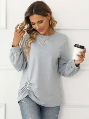 Boat House Grey Cropped Pullover Sweatshirt