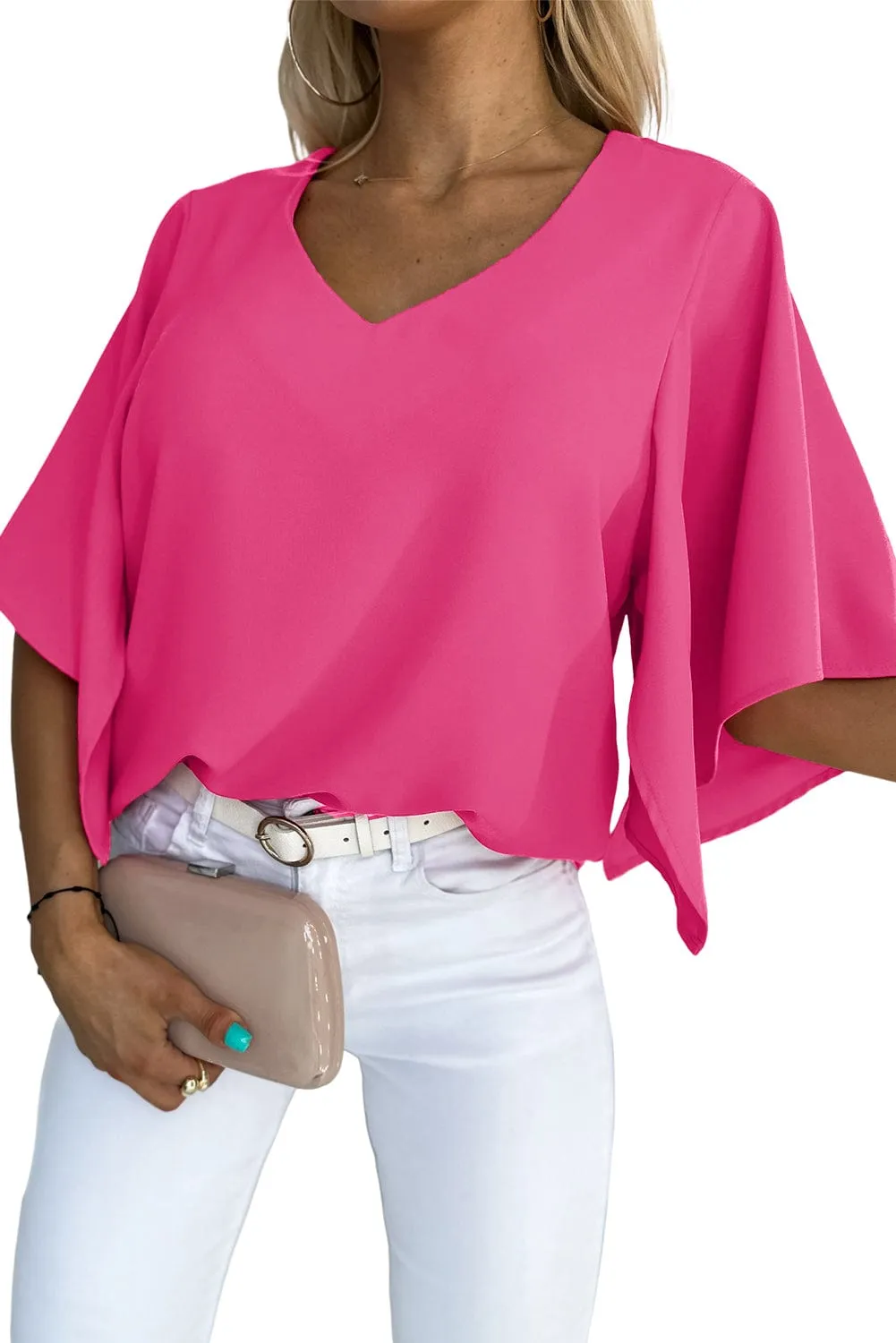 Boho V Neck Bell Sleeve Top