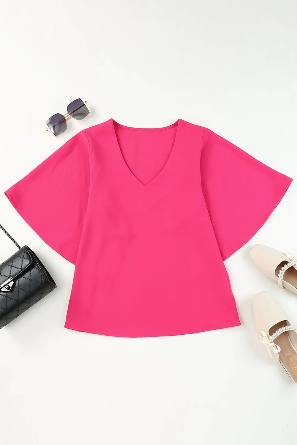 Boho V Neck Bell Sleeve Top