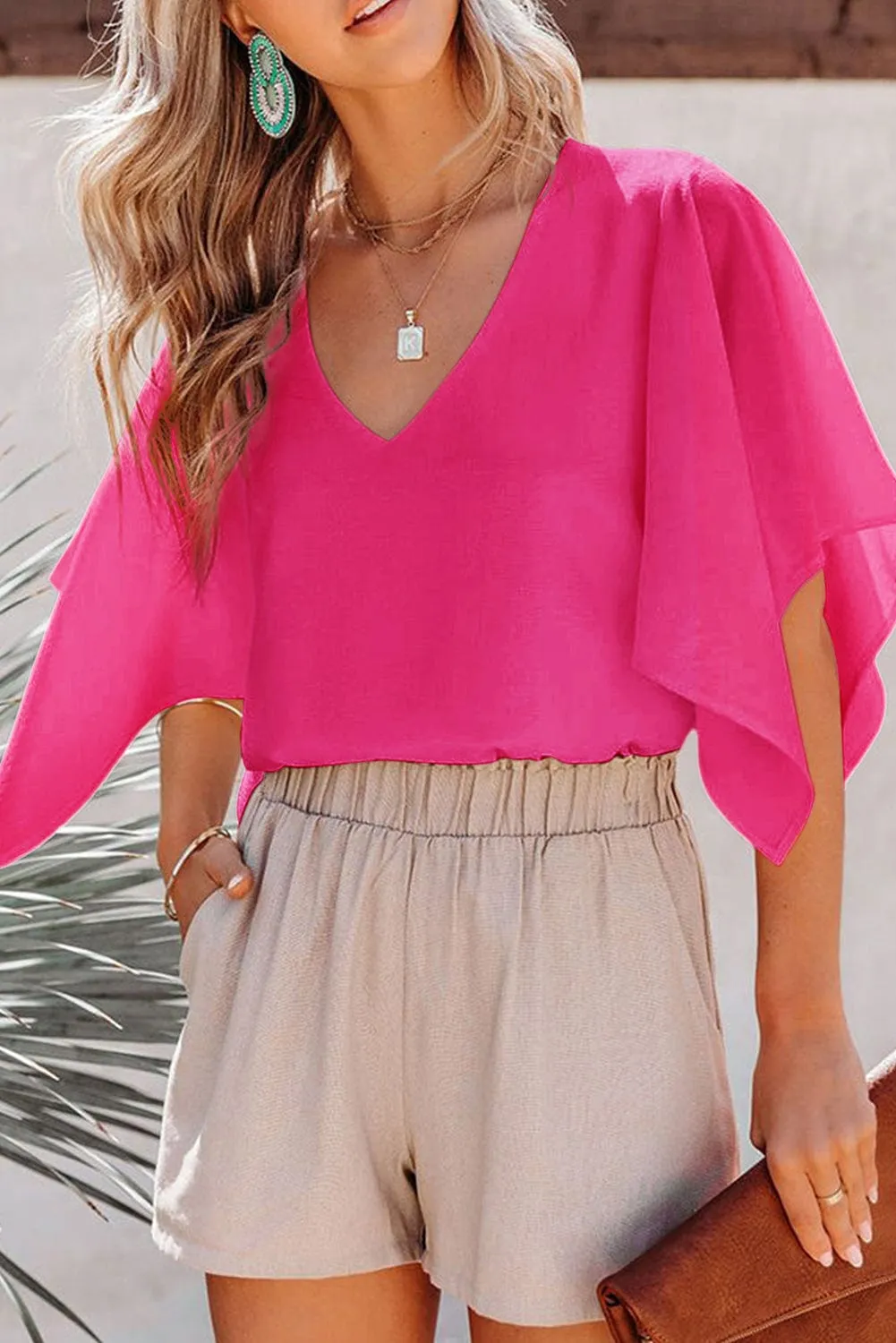 Boho V Neck Bell Sleeve Top