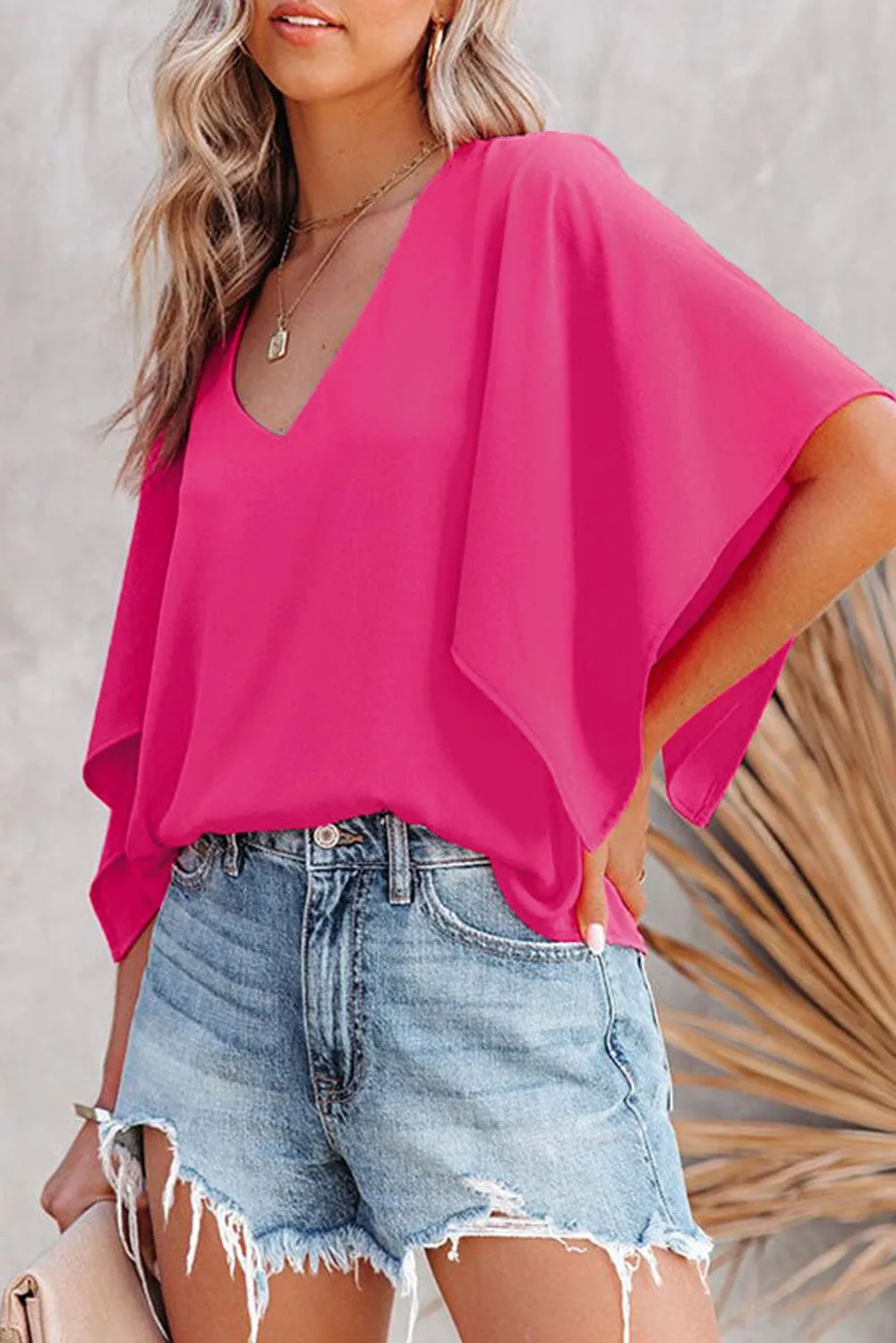 Boho V Neck Bell Sleeve Top
