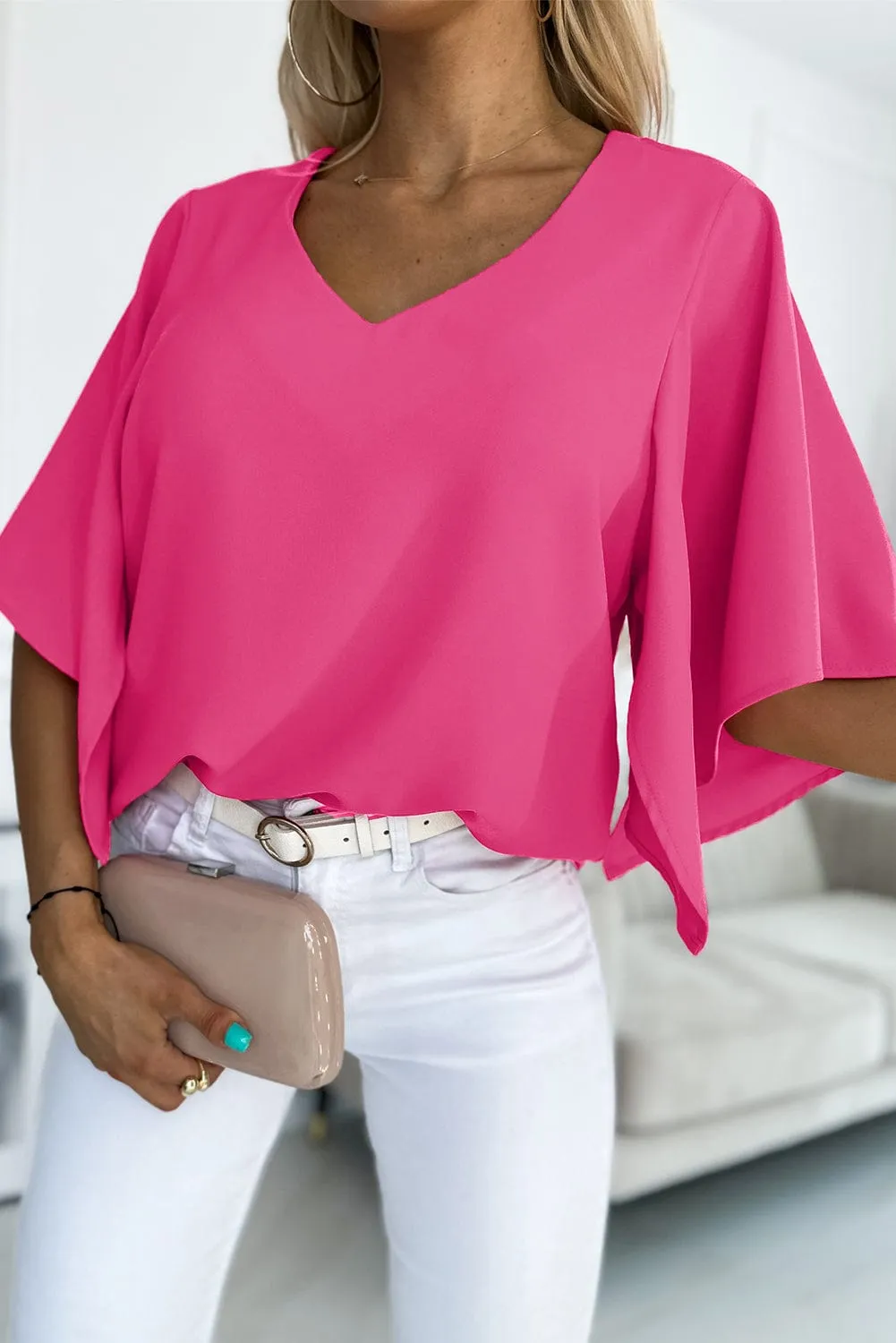 Boho V Neck Bell Sleeve Top