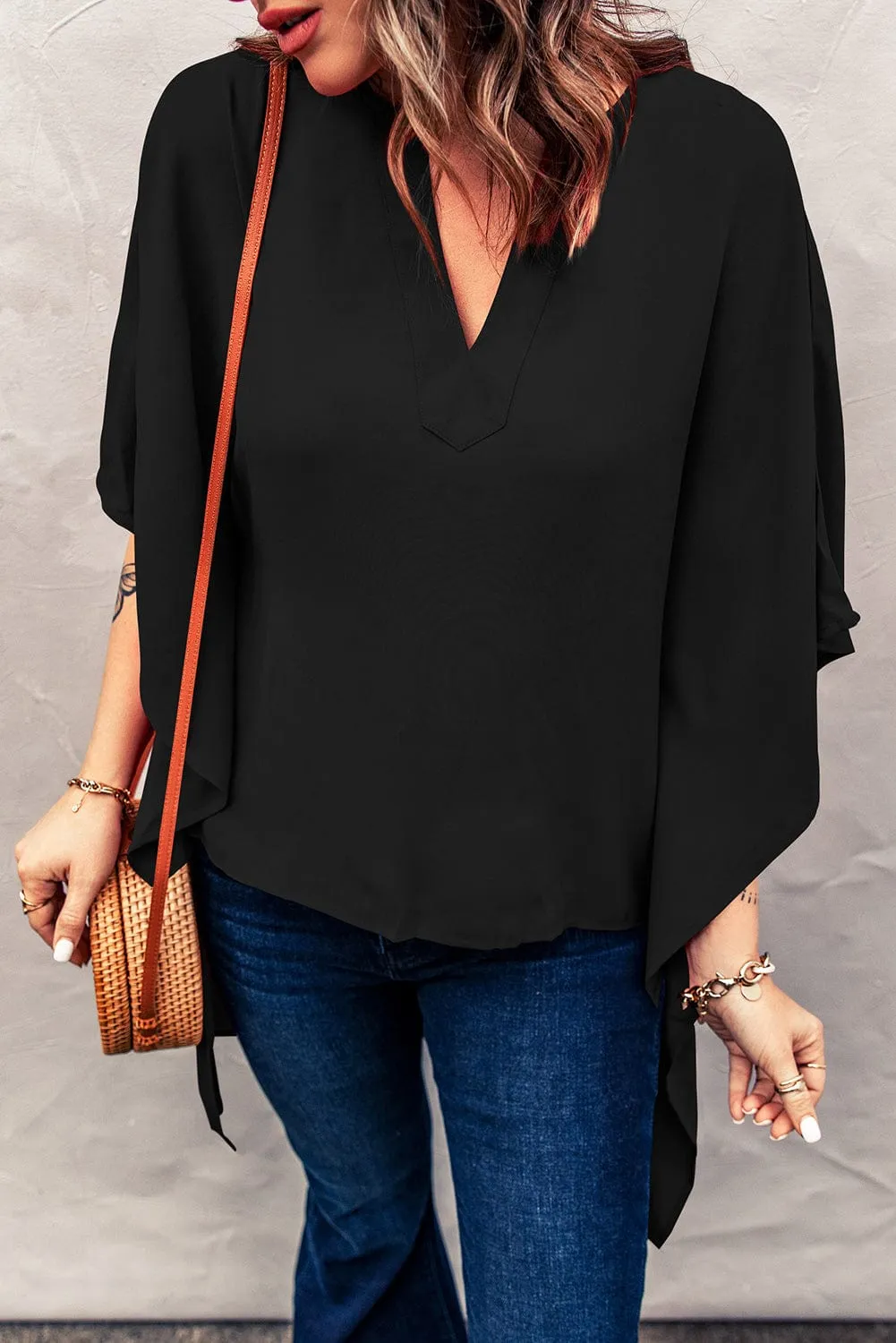 Boho V Neck Bell Sleeve Top