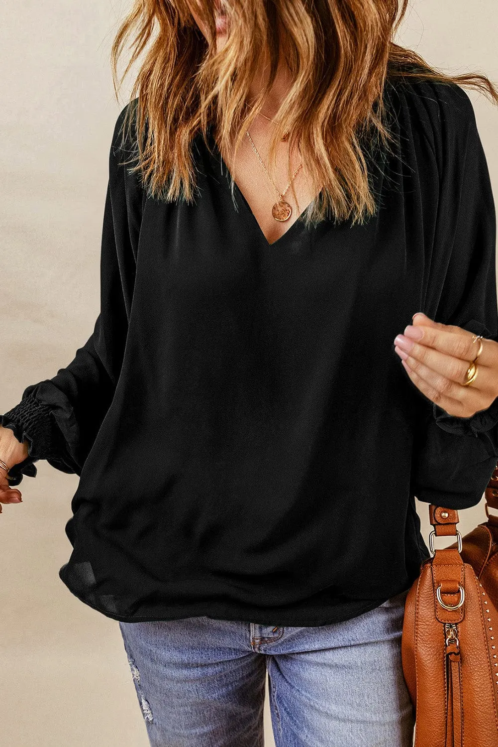 Boho V Neck Bell Sleeve Top