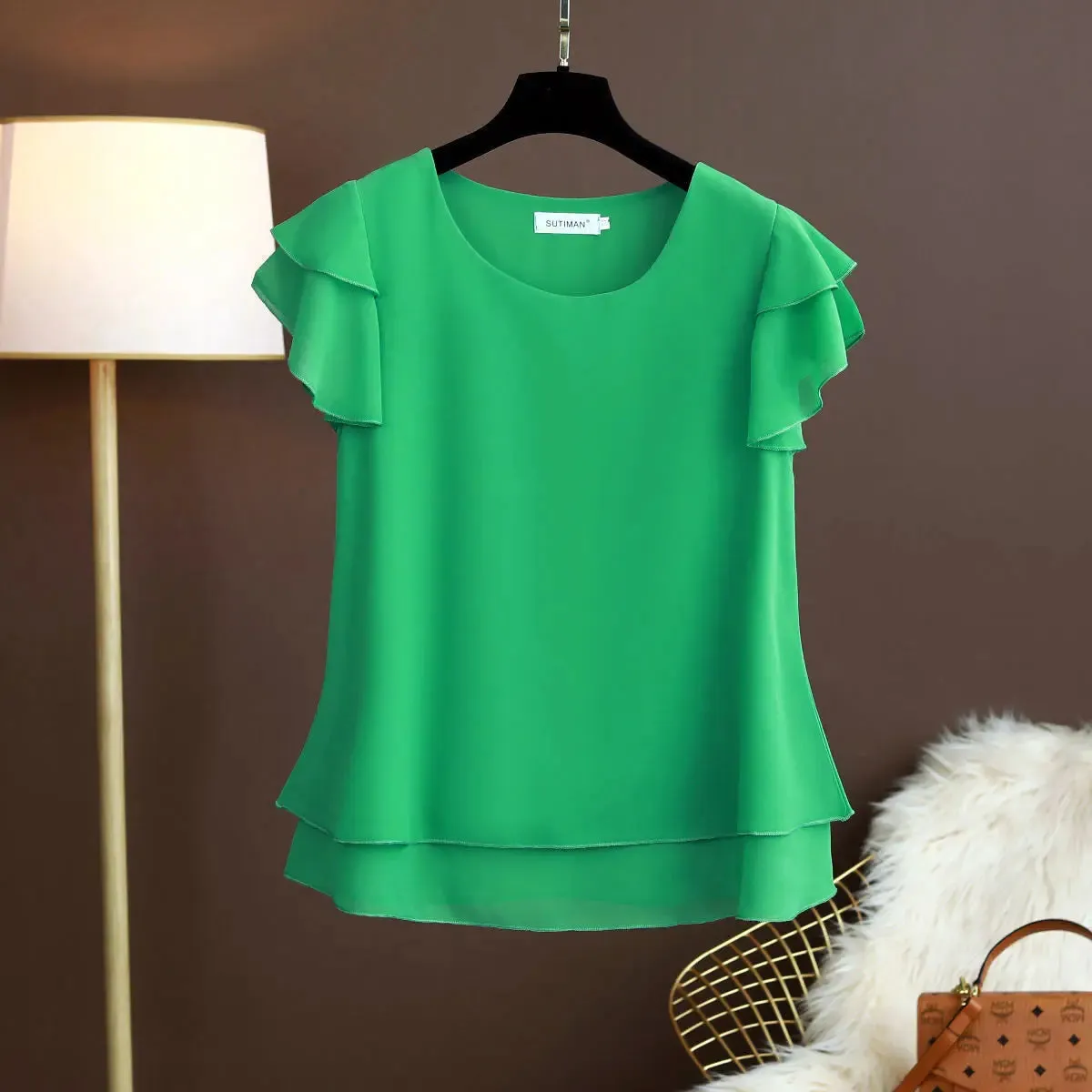 Butterfly Sleeve Loose Casual Chiffon Blouse