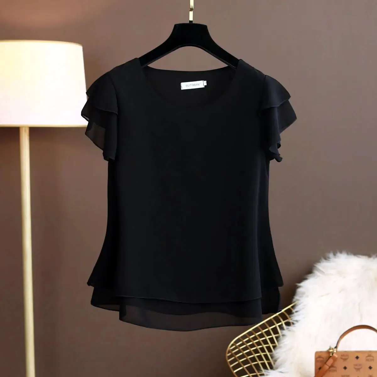 Butterfly Sleeve Loose Casual Chiffon Blouse