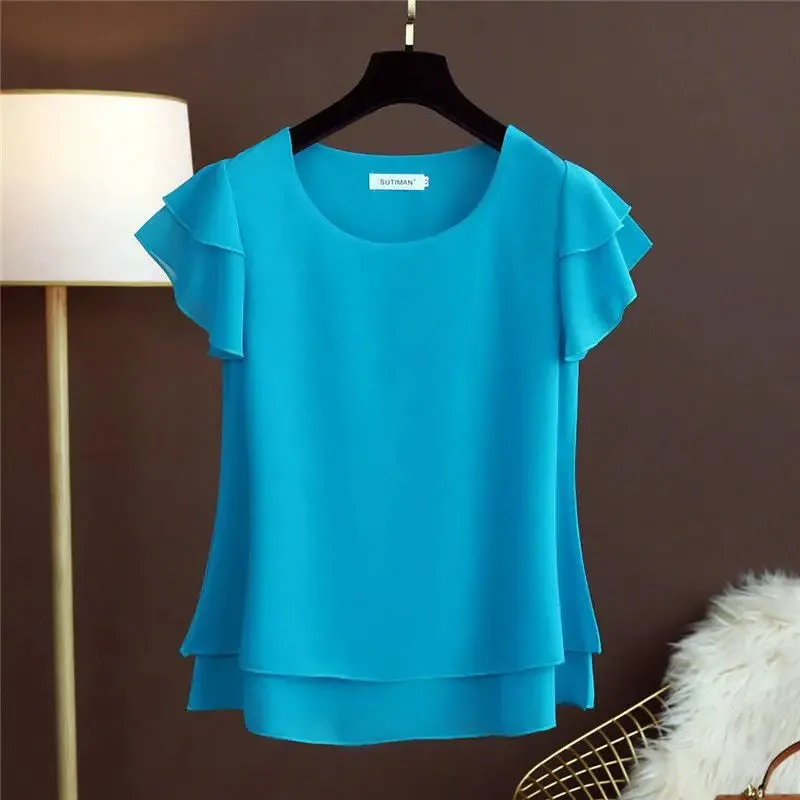 Butterfly Sleeve Loose Casual Chiffon Blouse