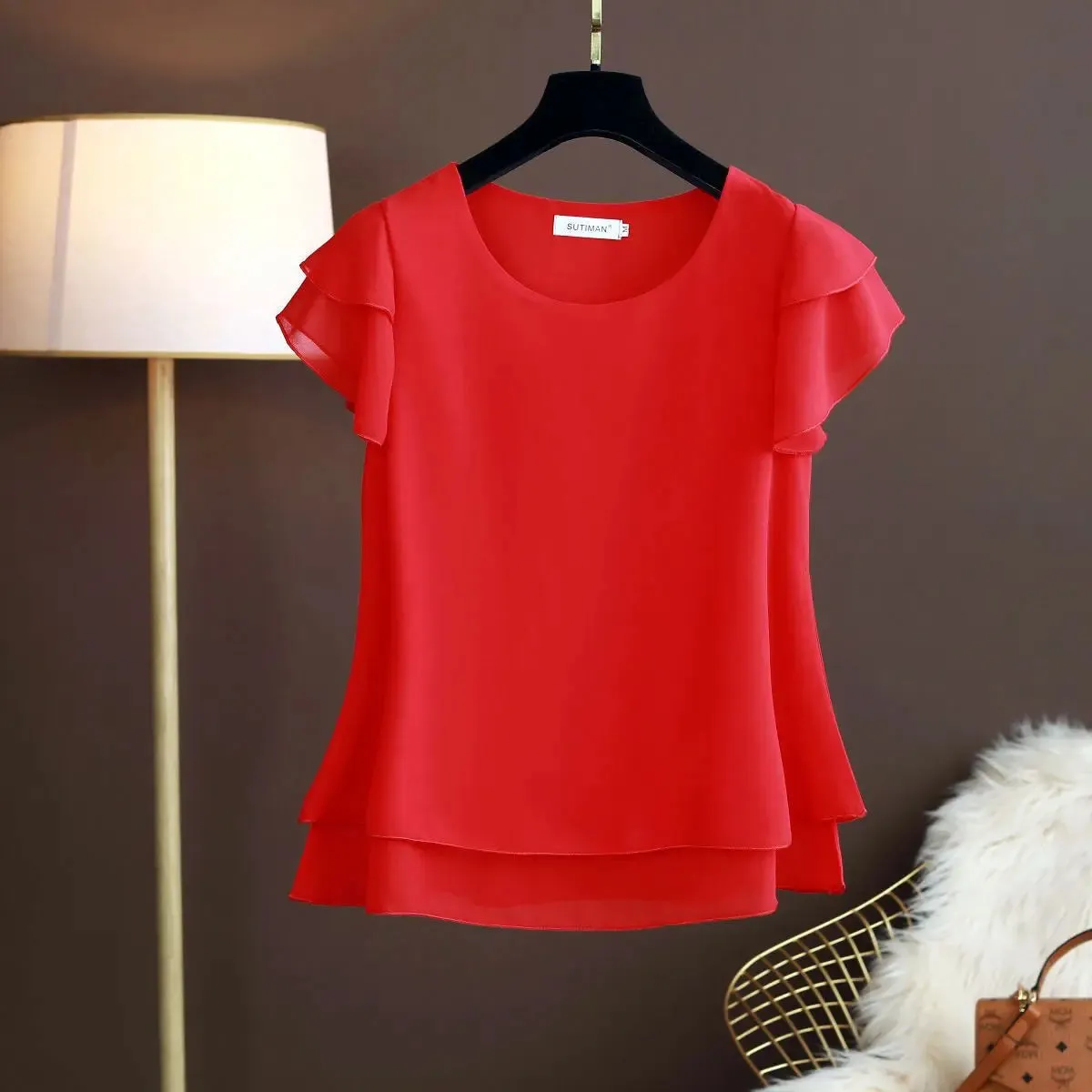 Butterfly Sleeve Loose Casual Chiffon Blouse