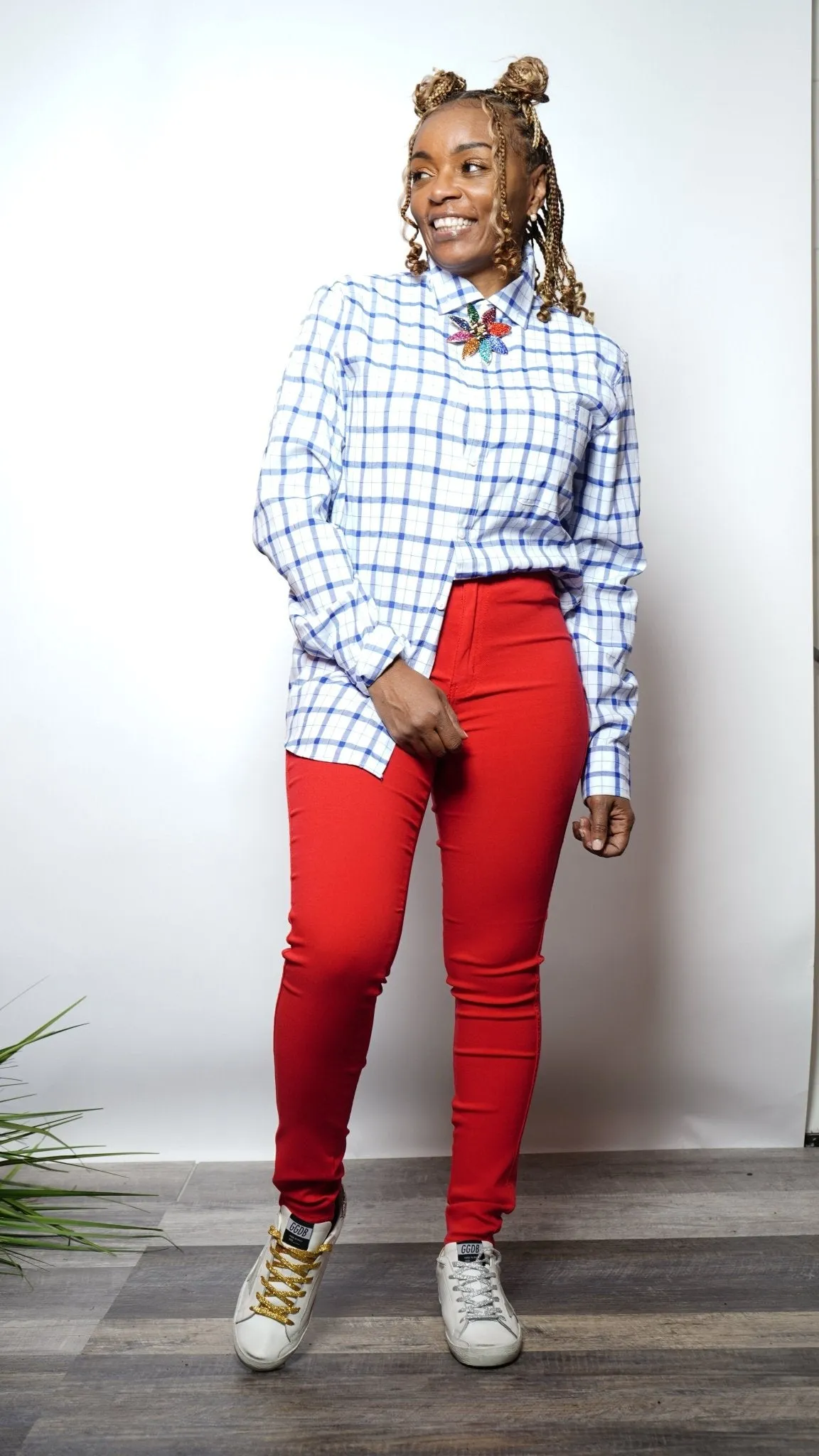 Button Up Distressed Blouse