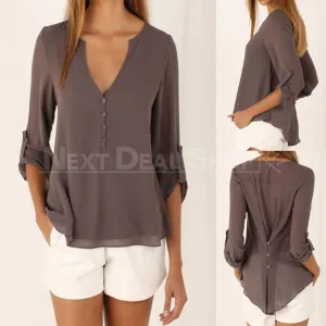 Casual Blouse with Clinched Back