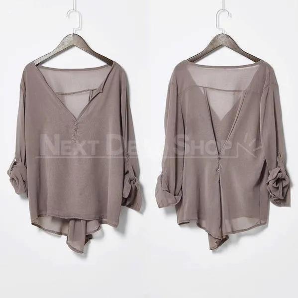 Casual Blouse with Clinched Back