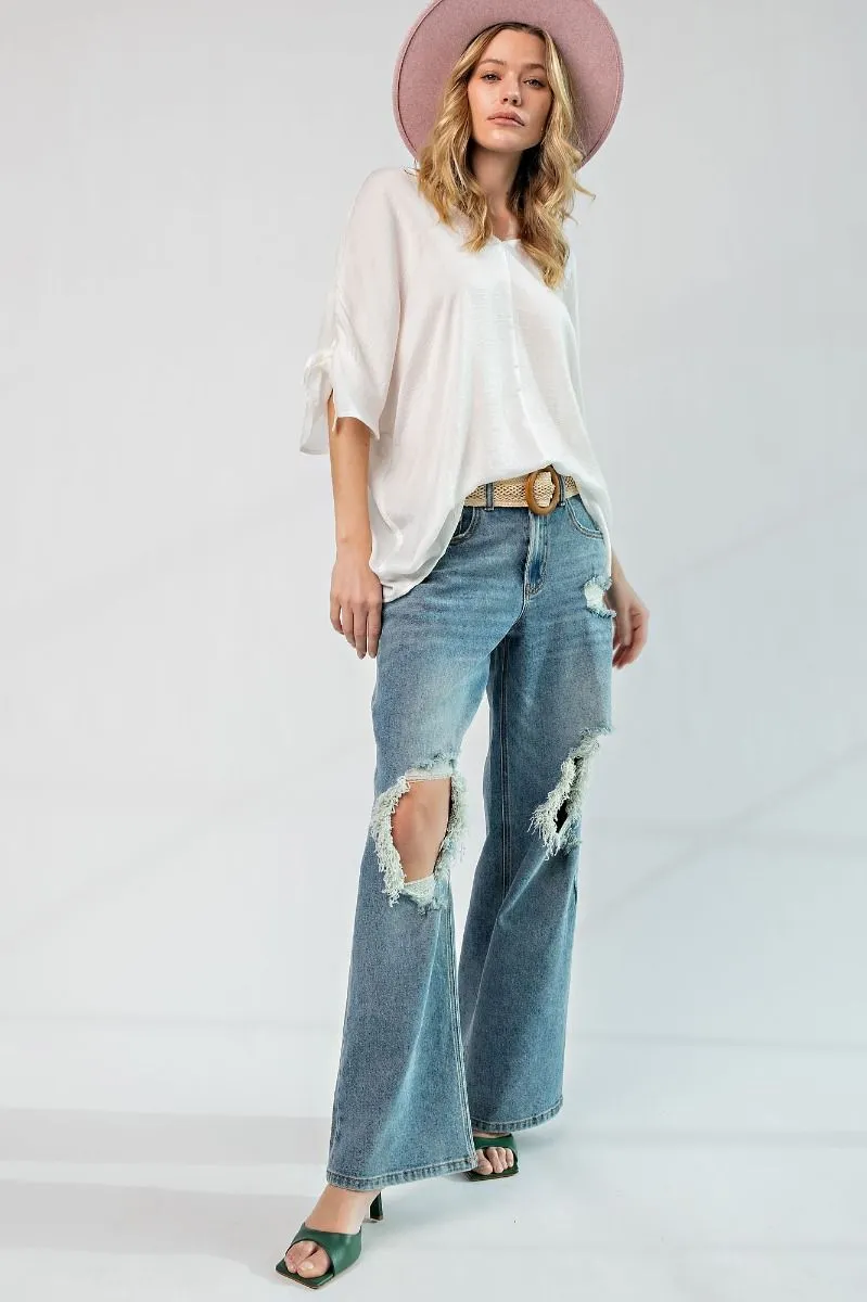 Chloe Solid V-Neck Top