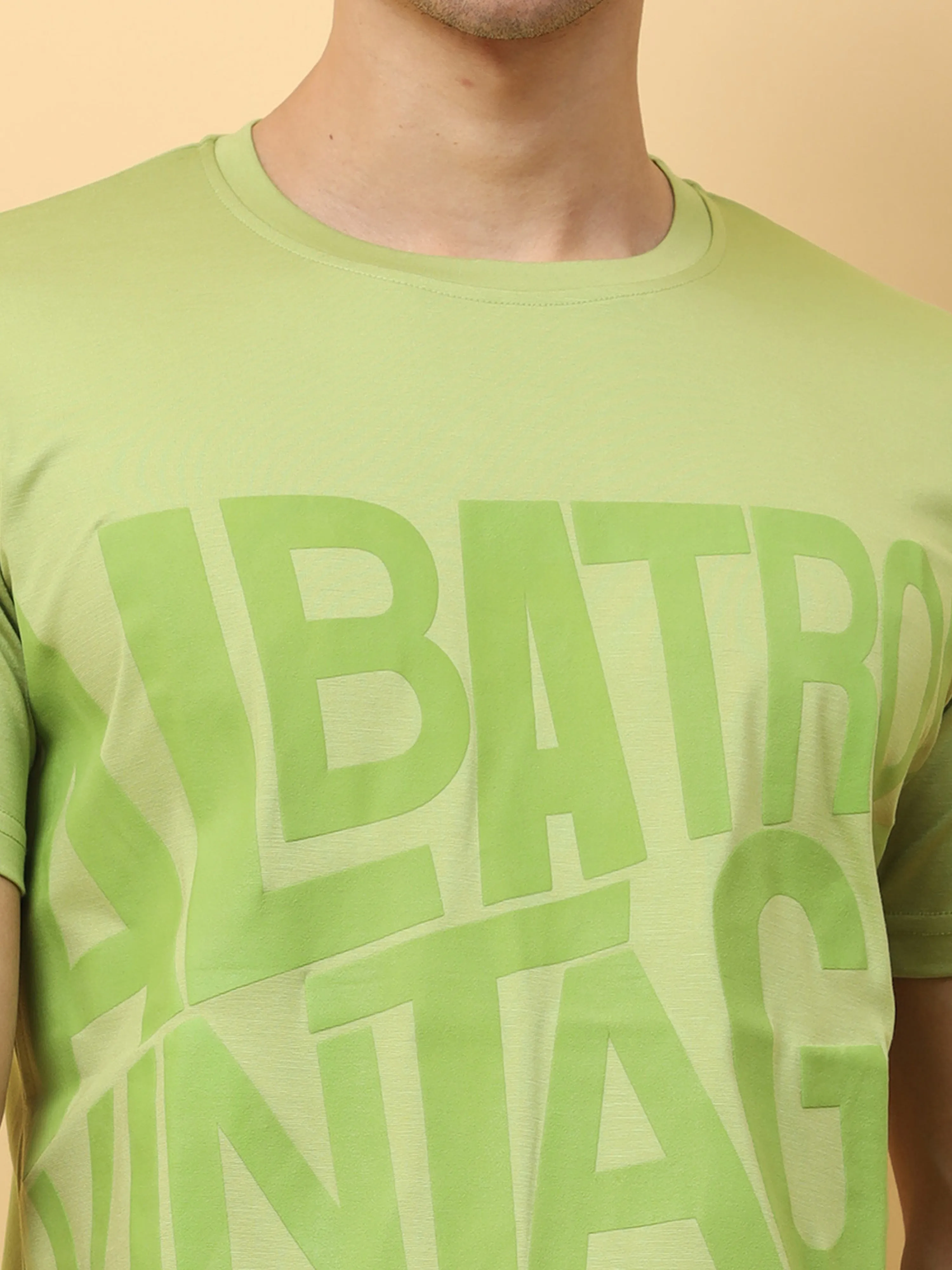 Classic Italian Pista Green Albatross Vintage puff printed T-shirt for men