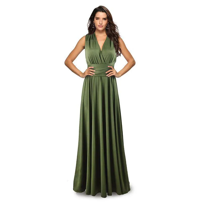 Convertible Boho Maxi Club Red Dress