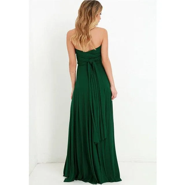 Convertible Boho Maxi Club Red Dress