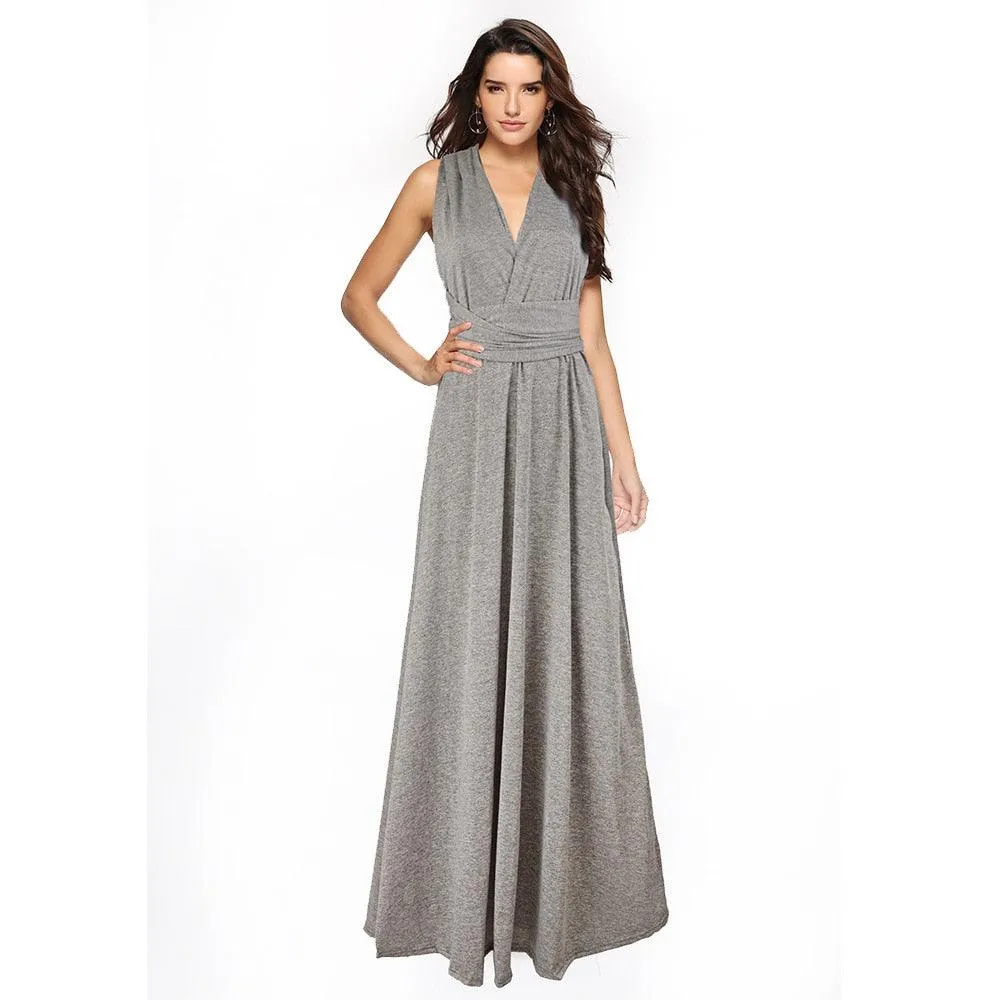 Convertible Boho Maxi Club Red Dress