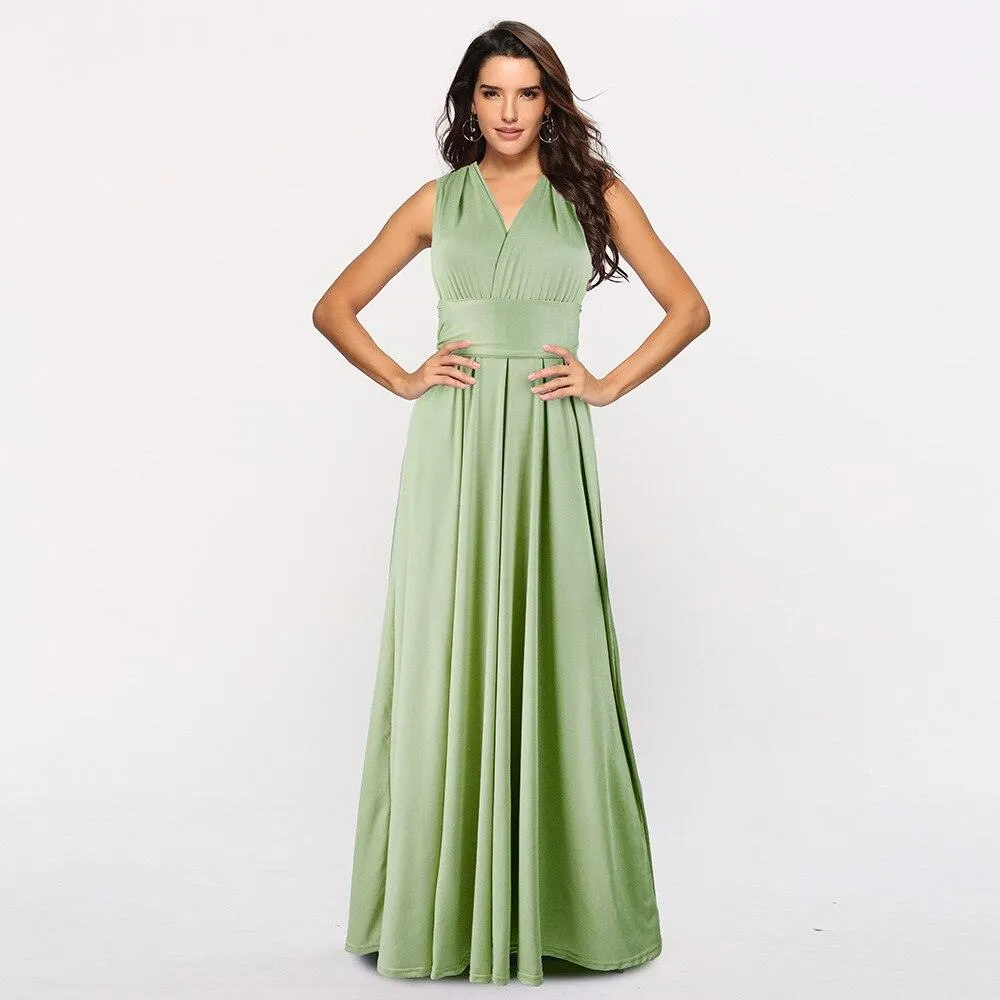 Convertible Boho Maxi Club Red Dress