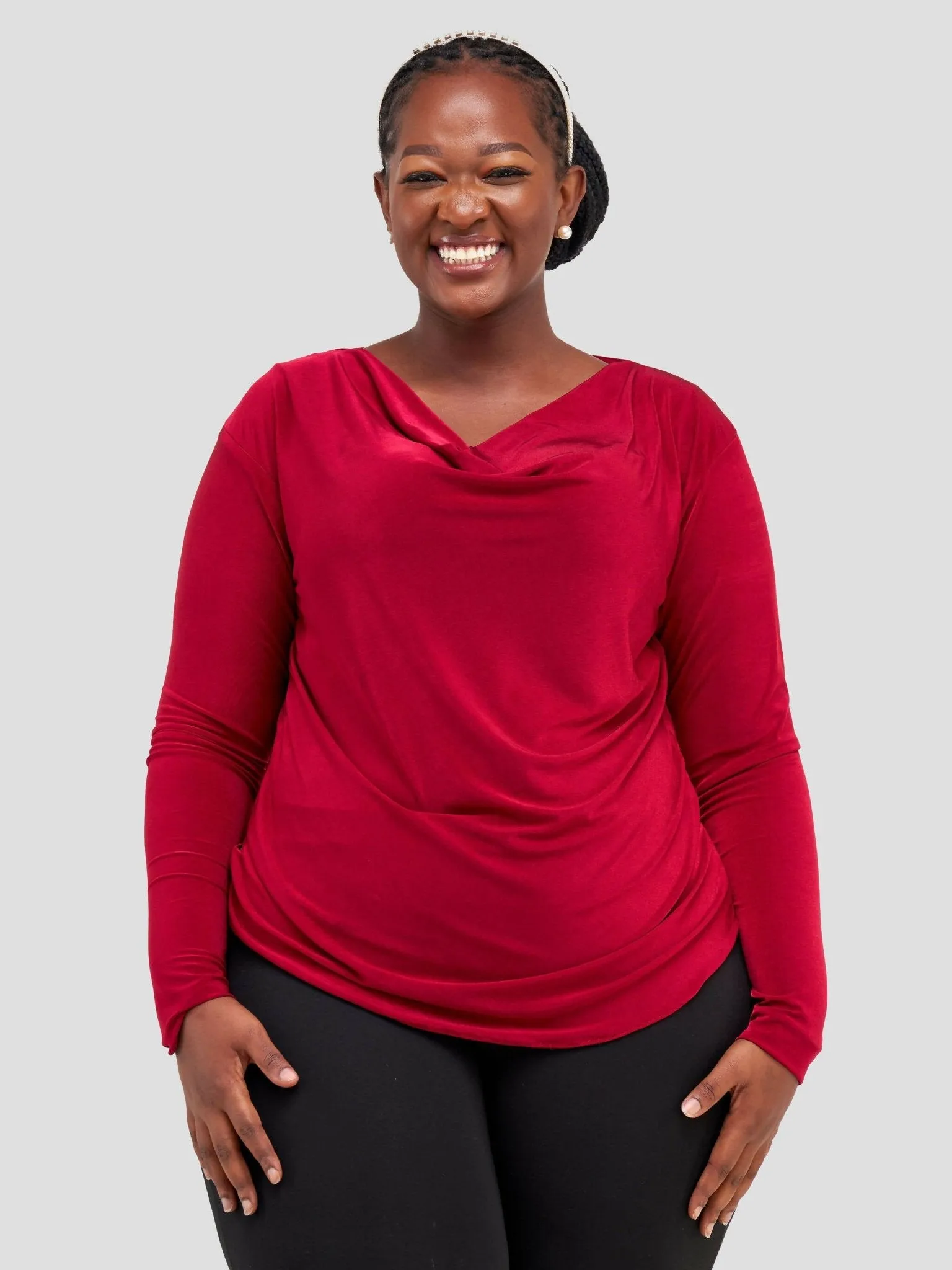 Curves BD Cowl Top - Maroon