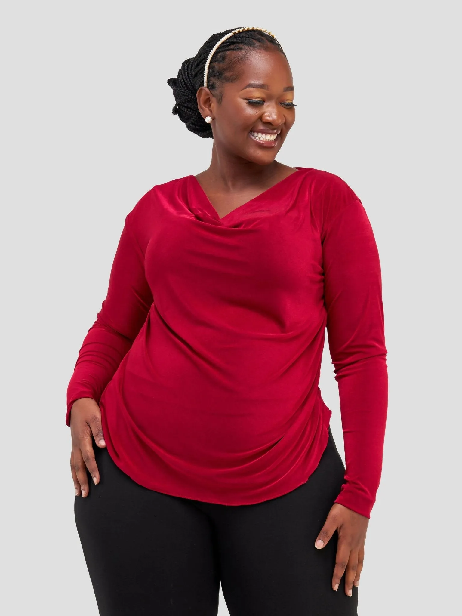 Curves BD Cowl Top - Maroon