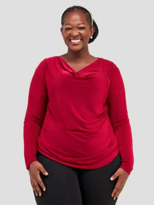 Curves BD Cowl Top - Maroon