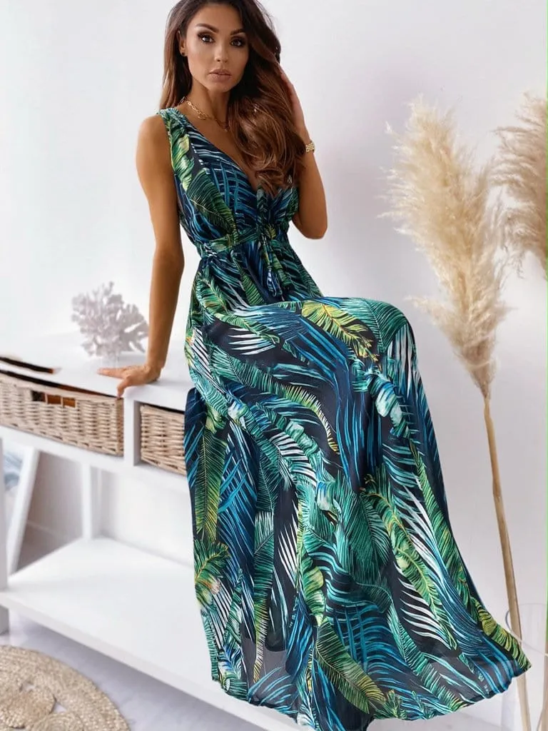 Deep V Neck Bohemian Dress