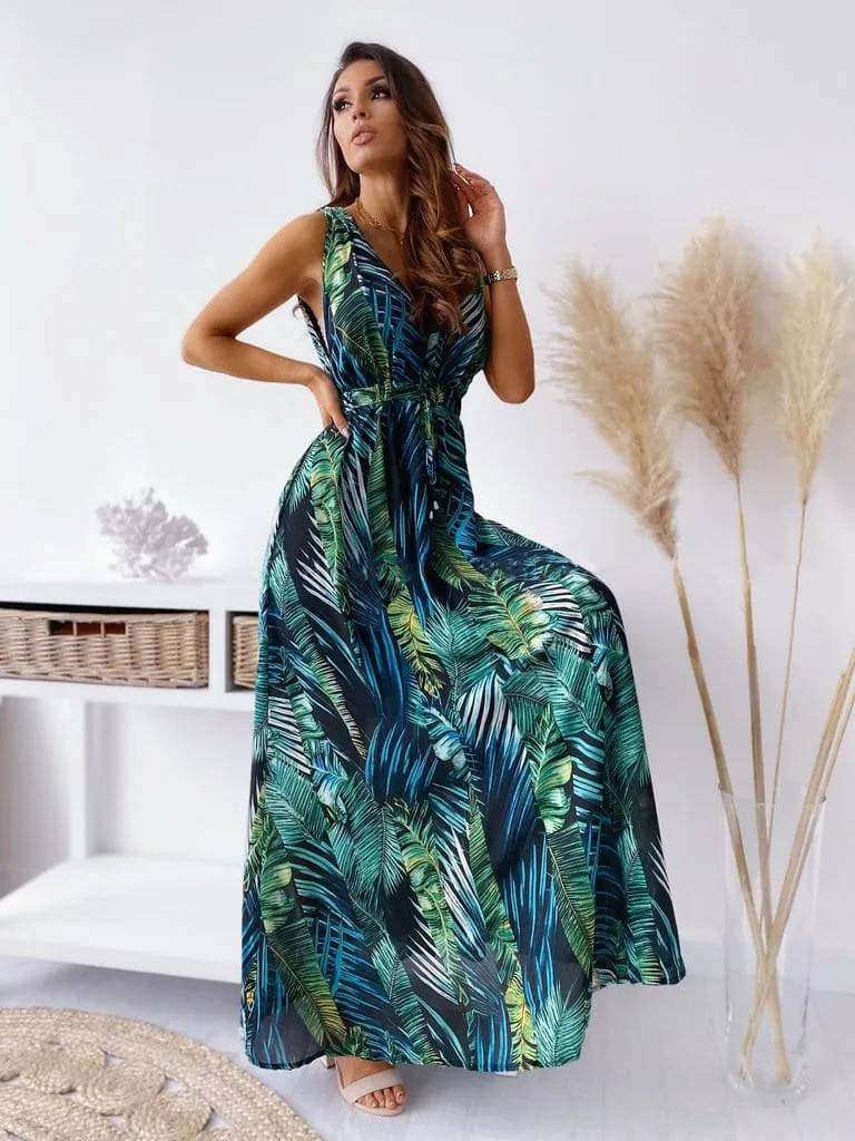 Deep V Neck Bohemian Dress