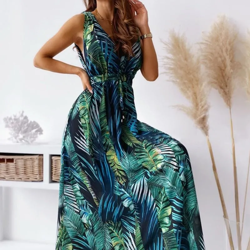 Deep V Neck Bohemian Dress