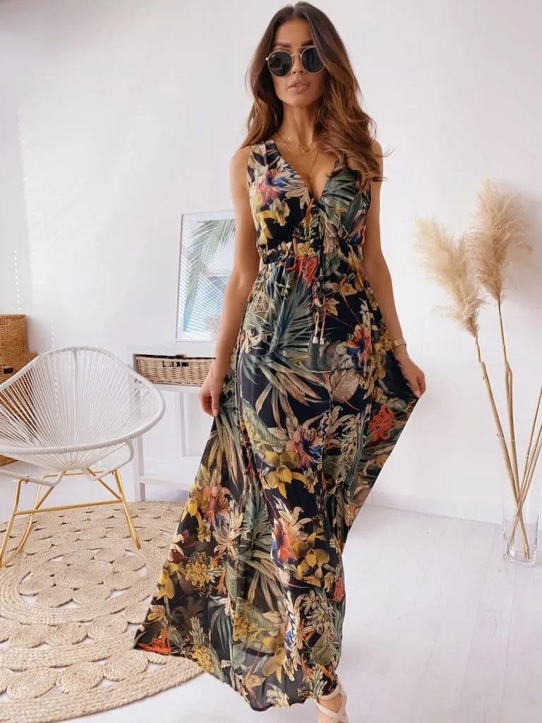 Deep V Neck Bohemian Dress