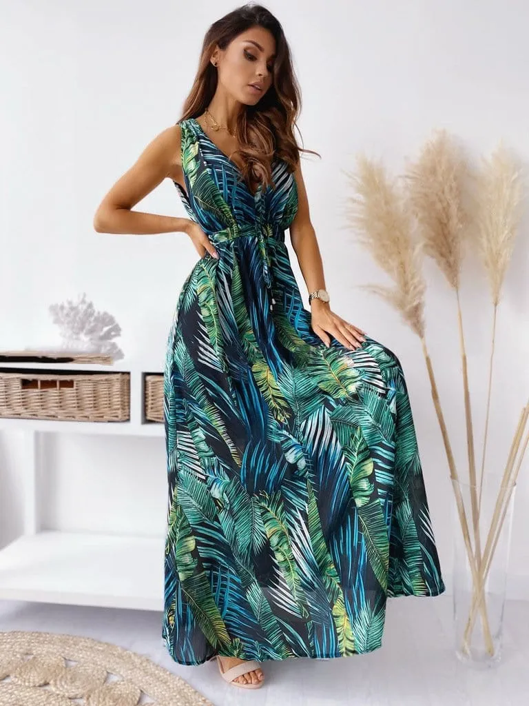 Deep V Neck Bohemian Dress