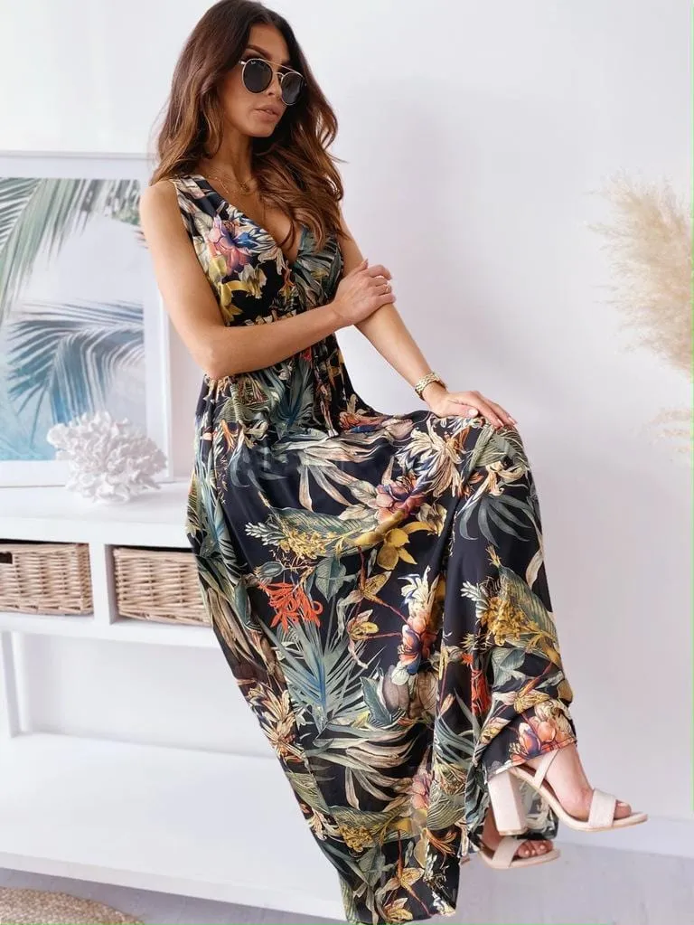 Deep V Neck Bohemian Dress