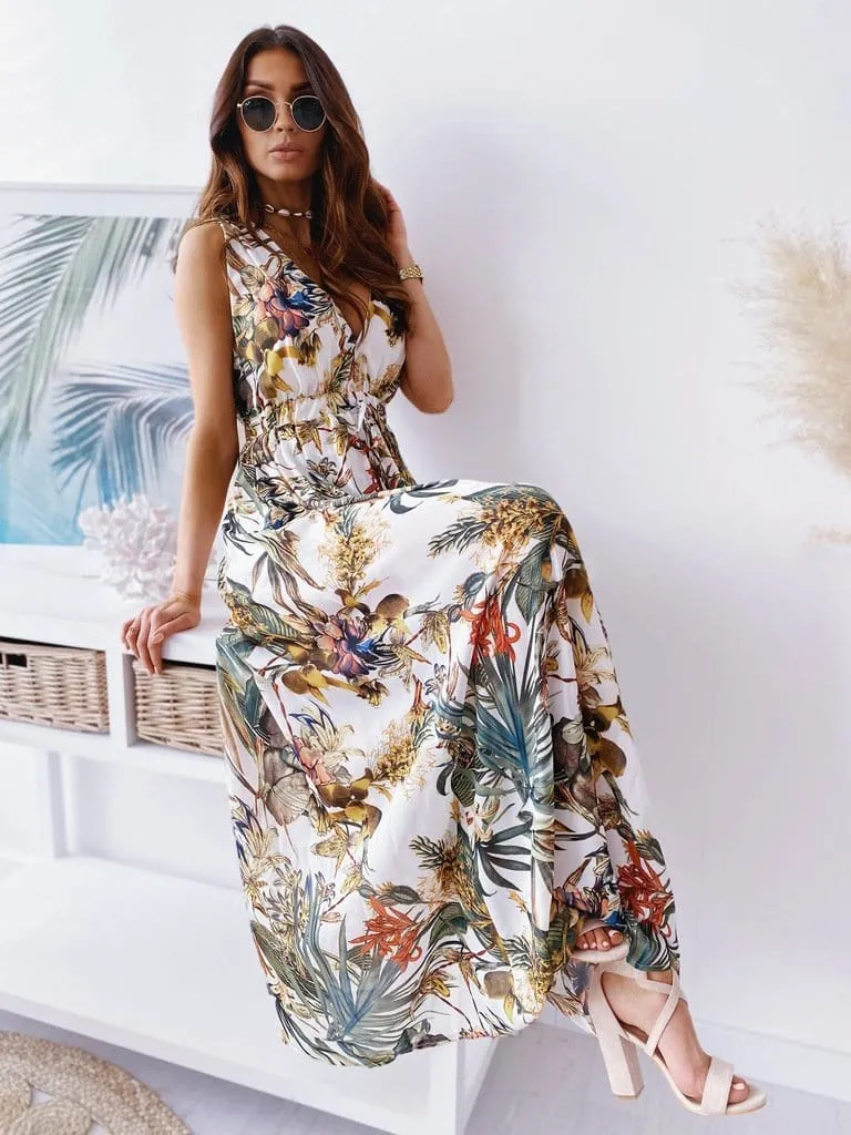 Deep V Neck Bohemian Dress