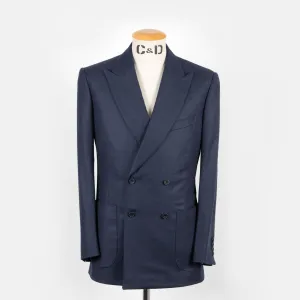 Double Breasted Jacket in Navy Winter Hopsack