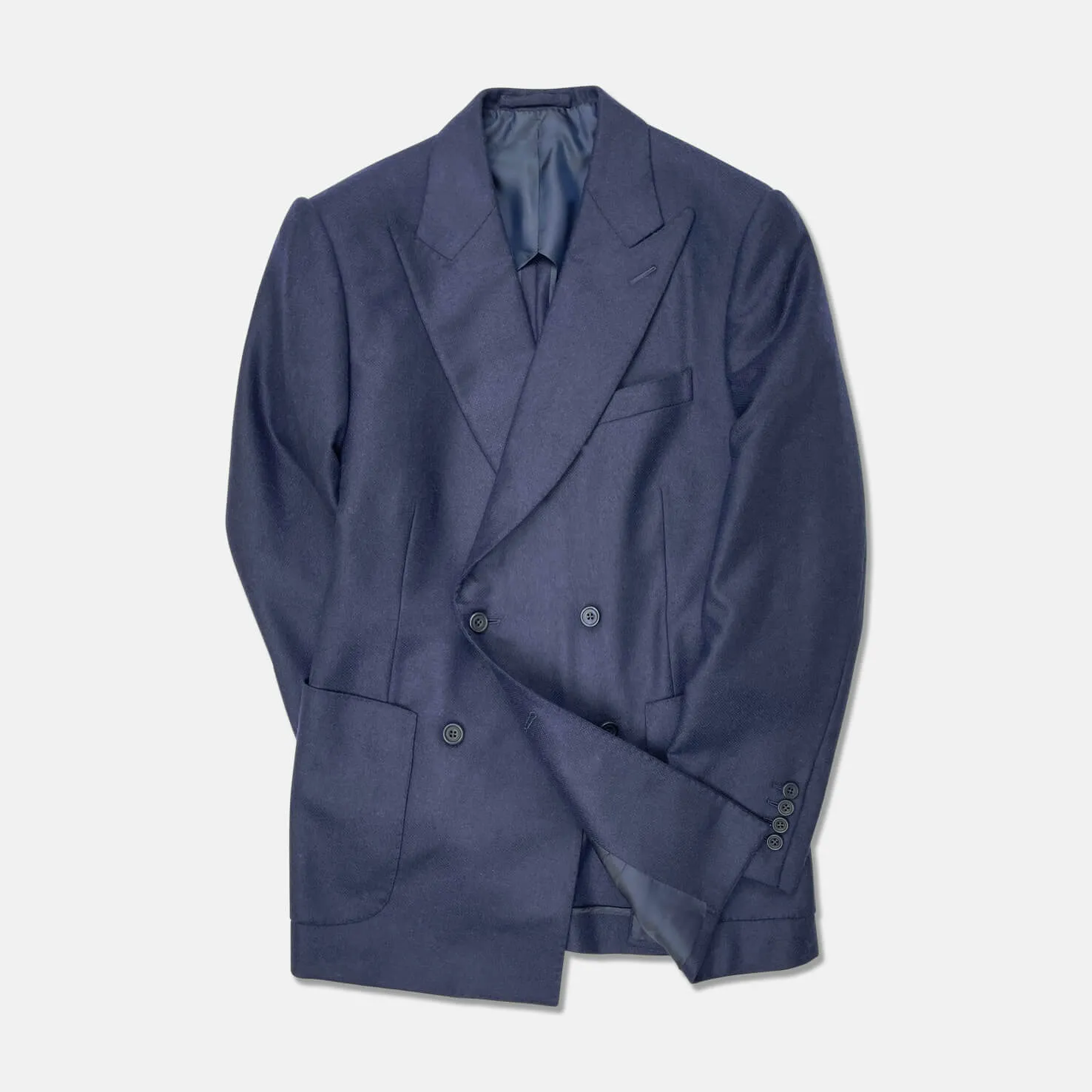 Double Breasted Jacket in Navy Winter Hopsack