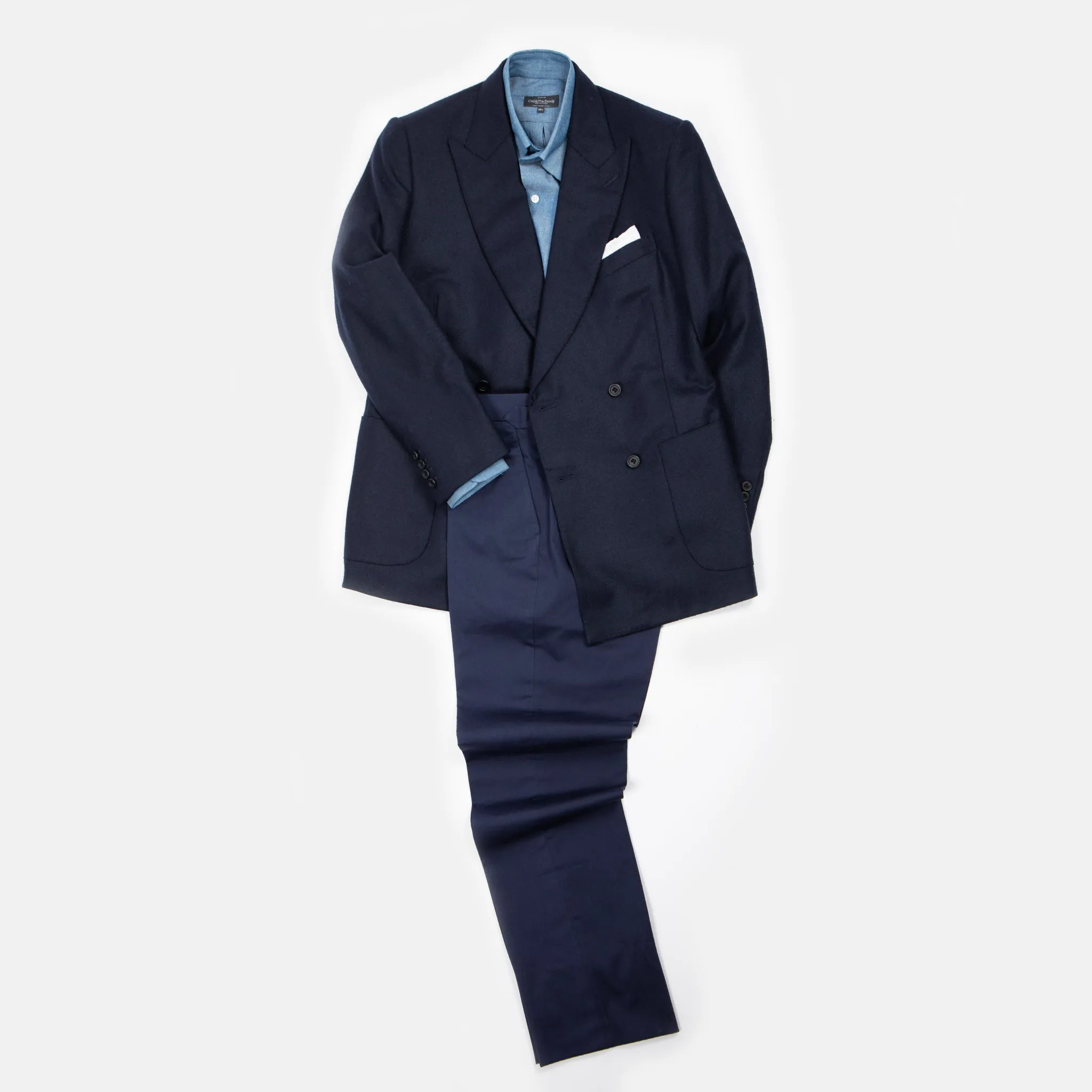Double Breasted Jacket in Navy Winter Hopsack