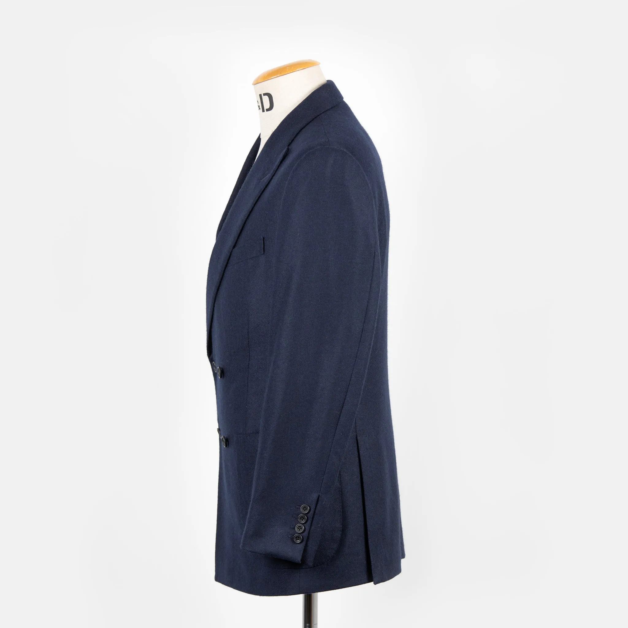 Double Breasted Jacket in Navy Winter Hopsack