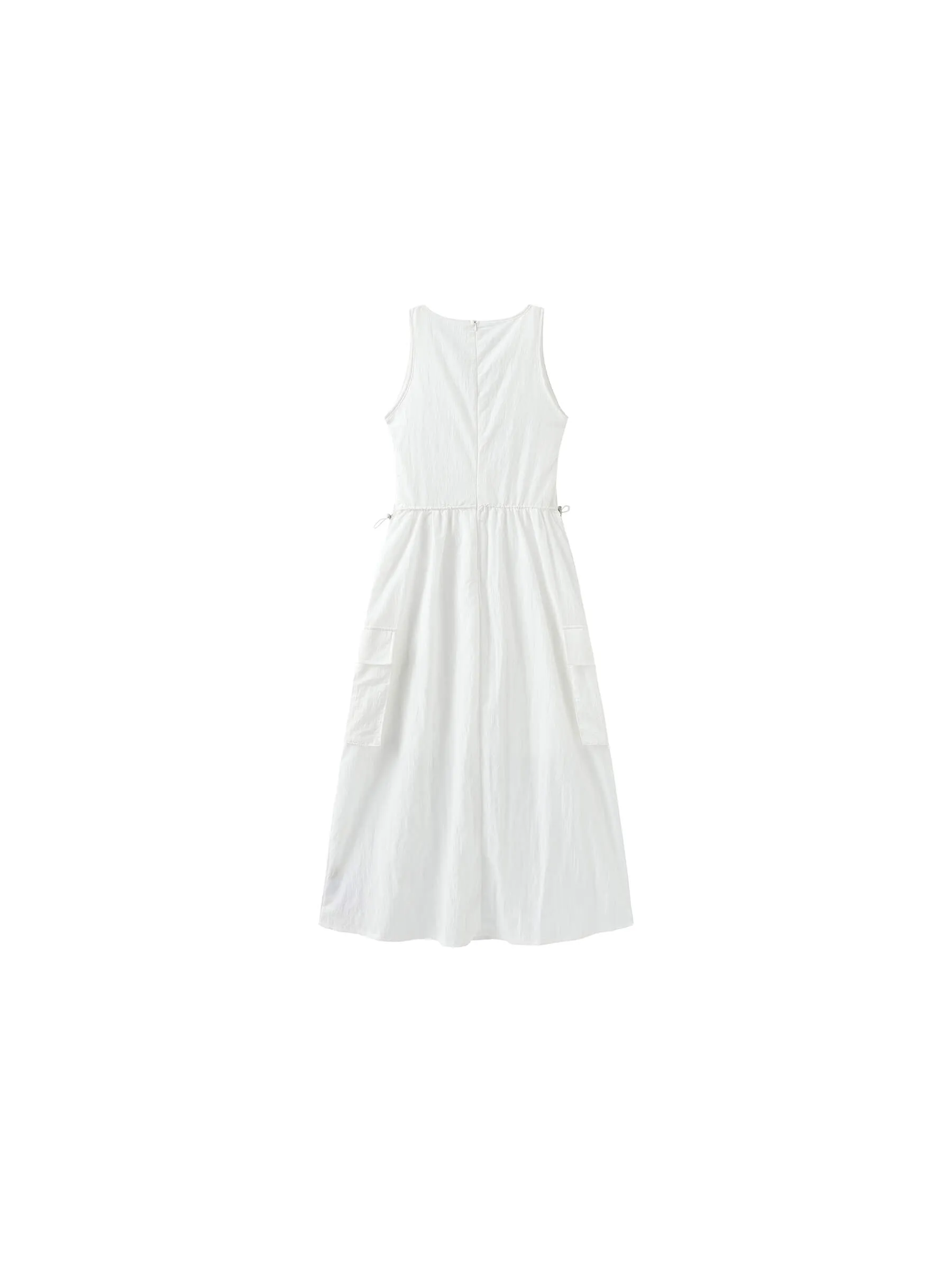 Drawstring Pleated V-Neck Sleeveless Dress