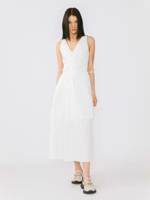 Drawstring Pleated V-Neck Sleeveless Dress