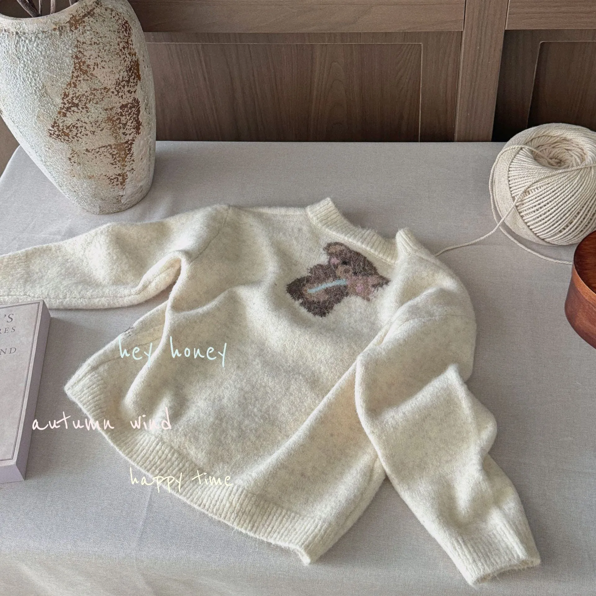 DXJ Kids knitted bear cardigan